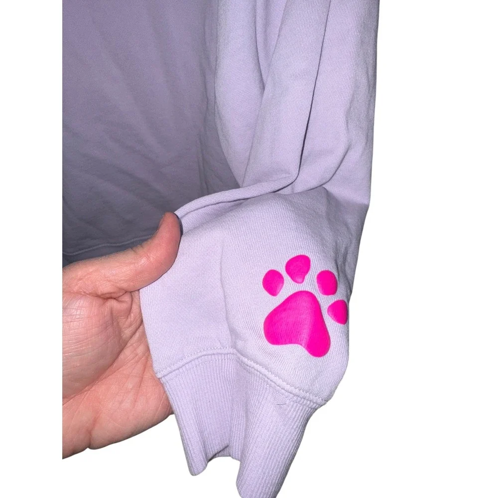 Wildfox Lilac Love Paw Print Cotton French Terry Sweatshirt Women's Large EUC - Picture 7 of 7